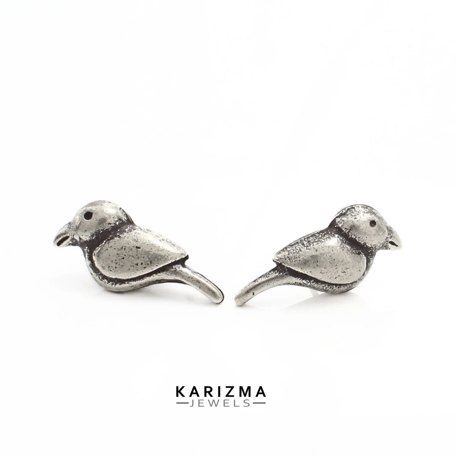 925 Sterling Silver Oxidized Bird Charm Women Stud Earrings - Image 3