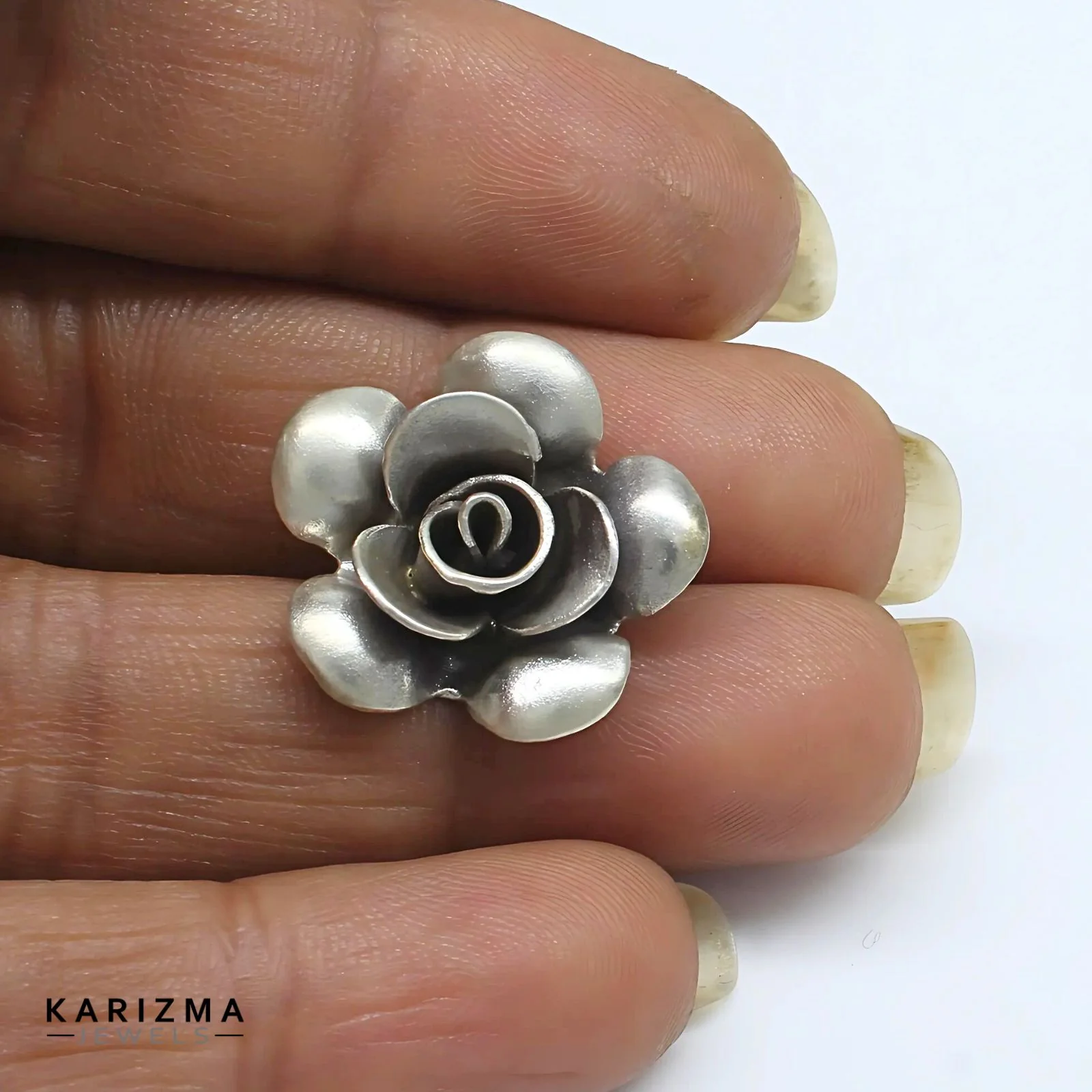925 Sterling Silver Oxidized Rose charm with black thread Women single Anklet - Image 4