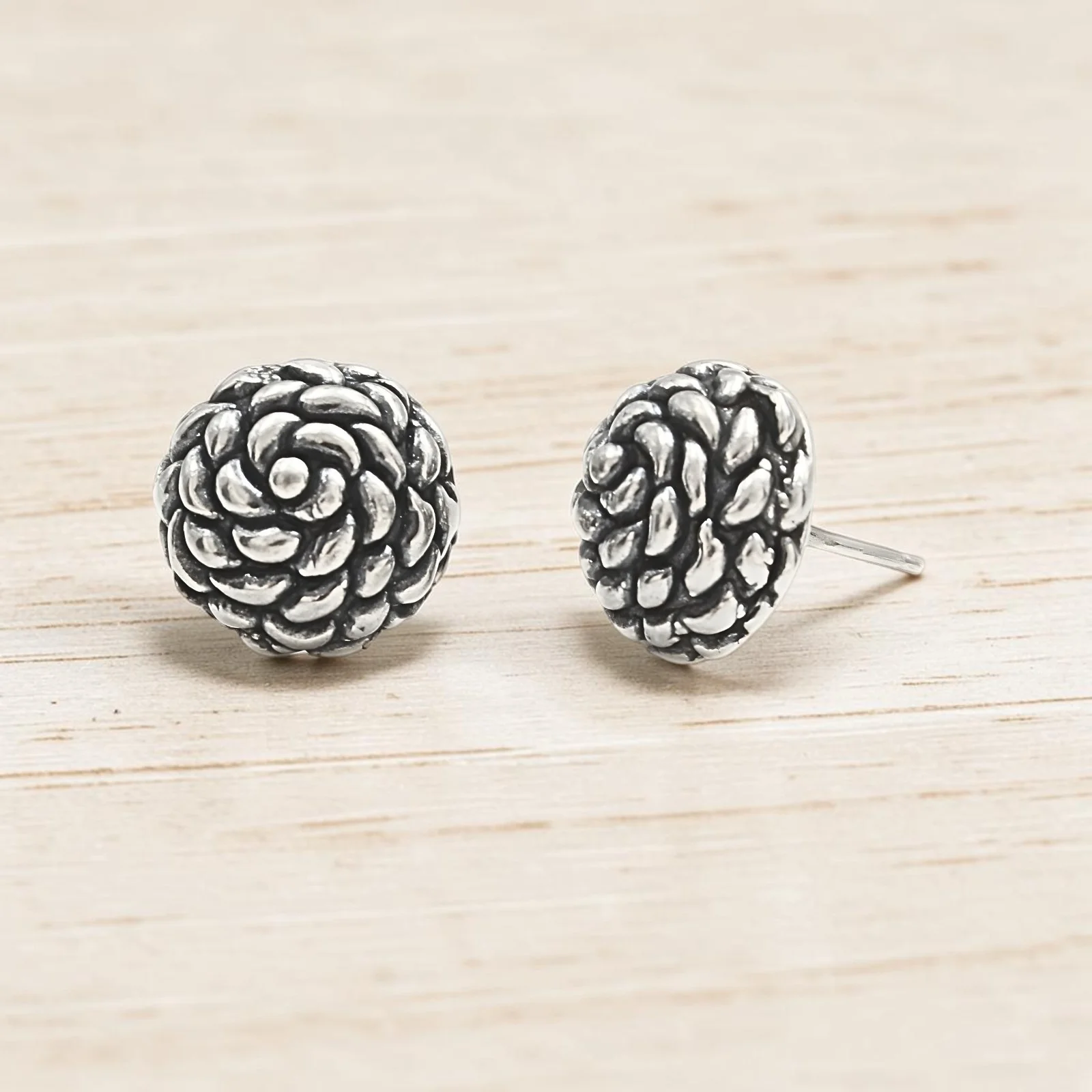 925 Sterling Silver Oxidized Rose Stud Earrings for Women & Girls - Image 2