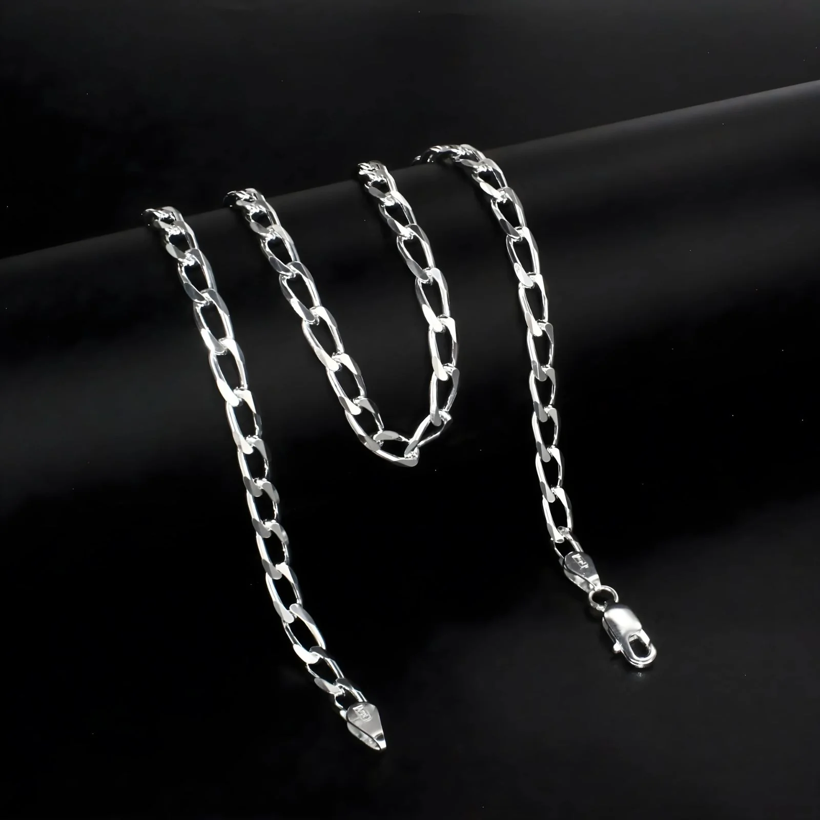 925 Sterling Silver spring ring clasps Curb Neck chain 20"