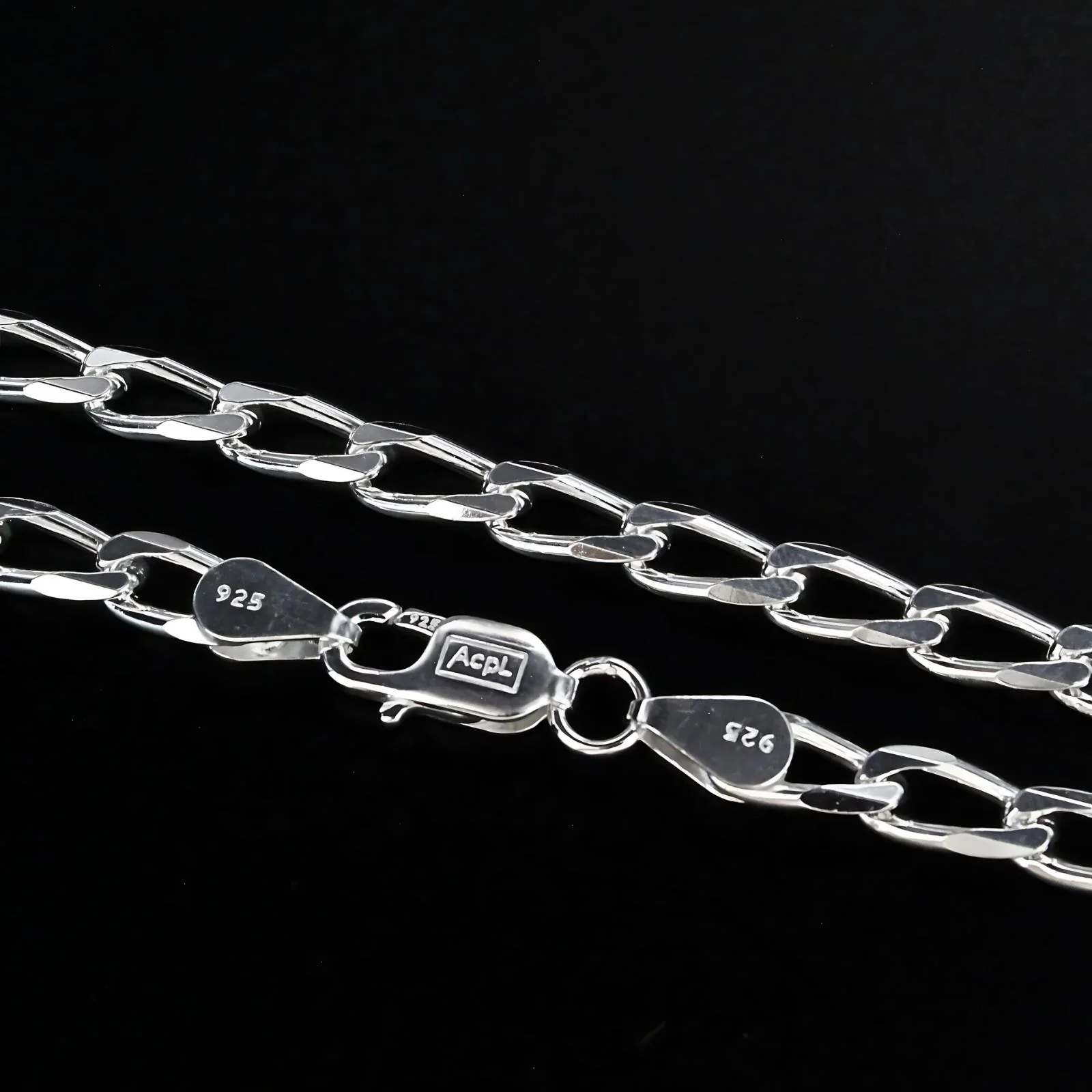925 Sterling Silver spring ring clasps Curb Neck chain 20" - Image 4