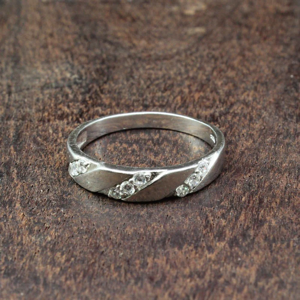 925 Sterling Silver White CZ Men's Love Band Ring