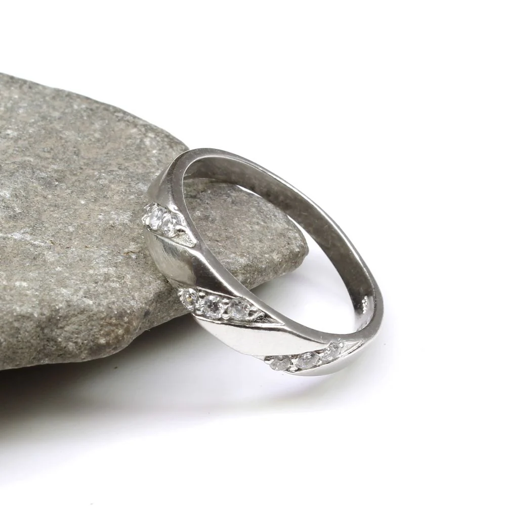 925 Sterling Silver White CZ Men's Love Band Ring - Image 3