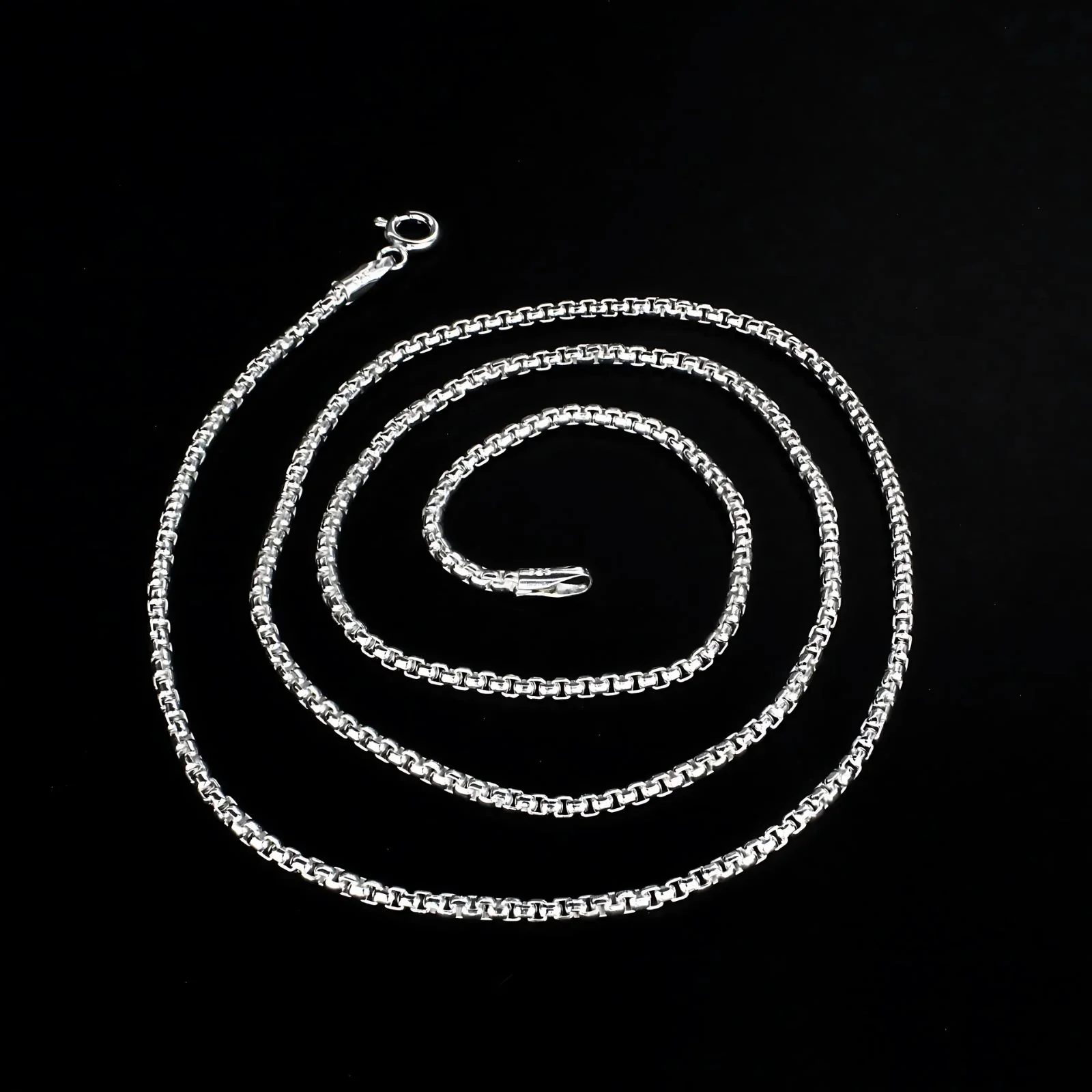 925 Sterling Silver women fabulous round box Neck chain 20" - Image 3
