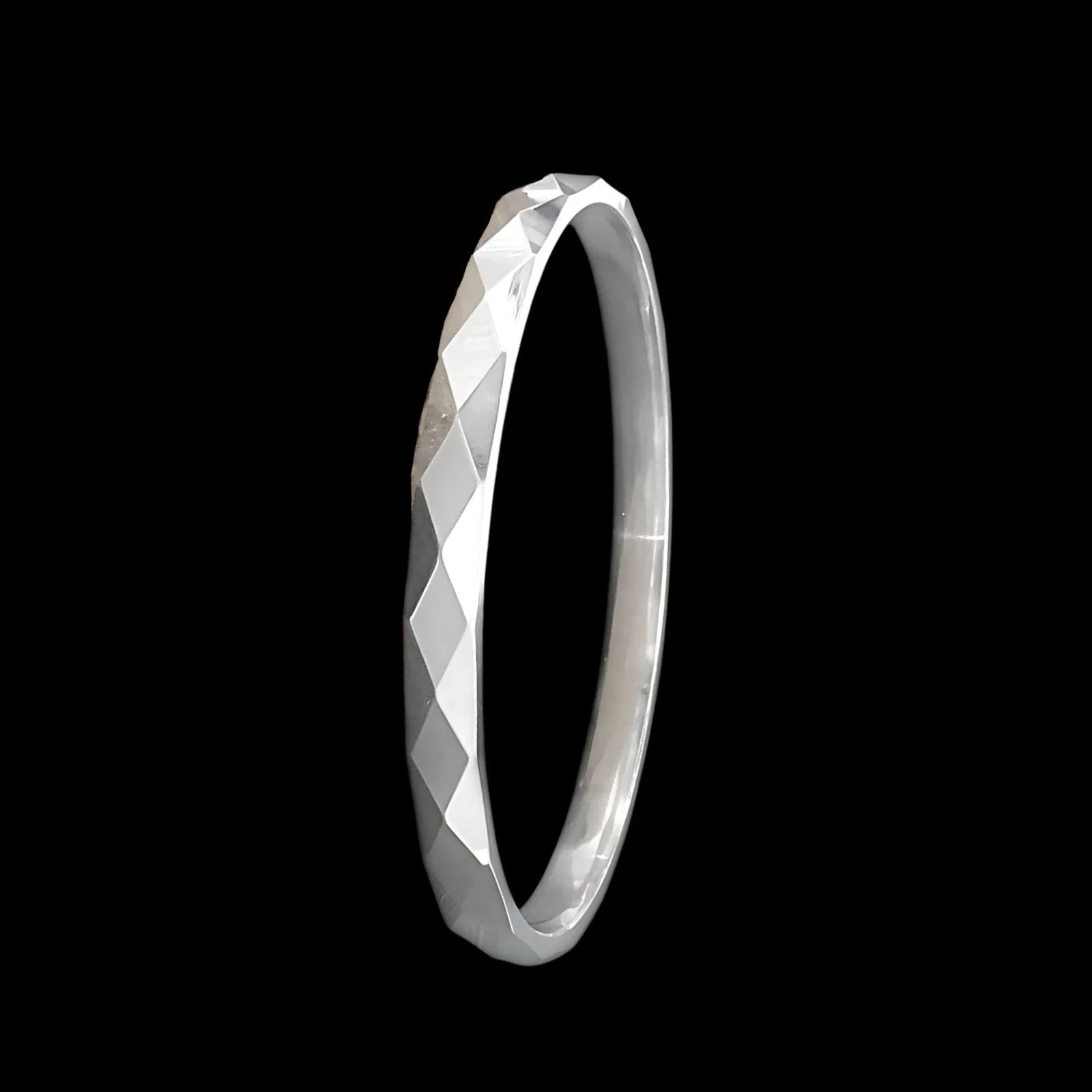 990 Real Silver diamond cut Men's round Bangle Bracelet - 6 CM - Image 4