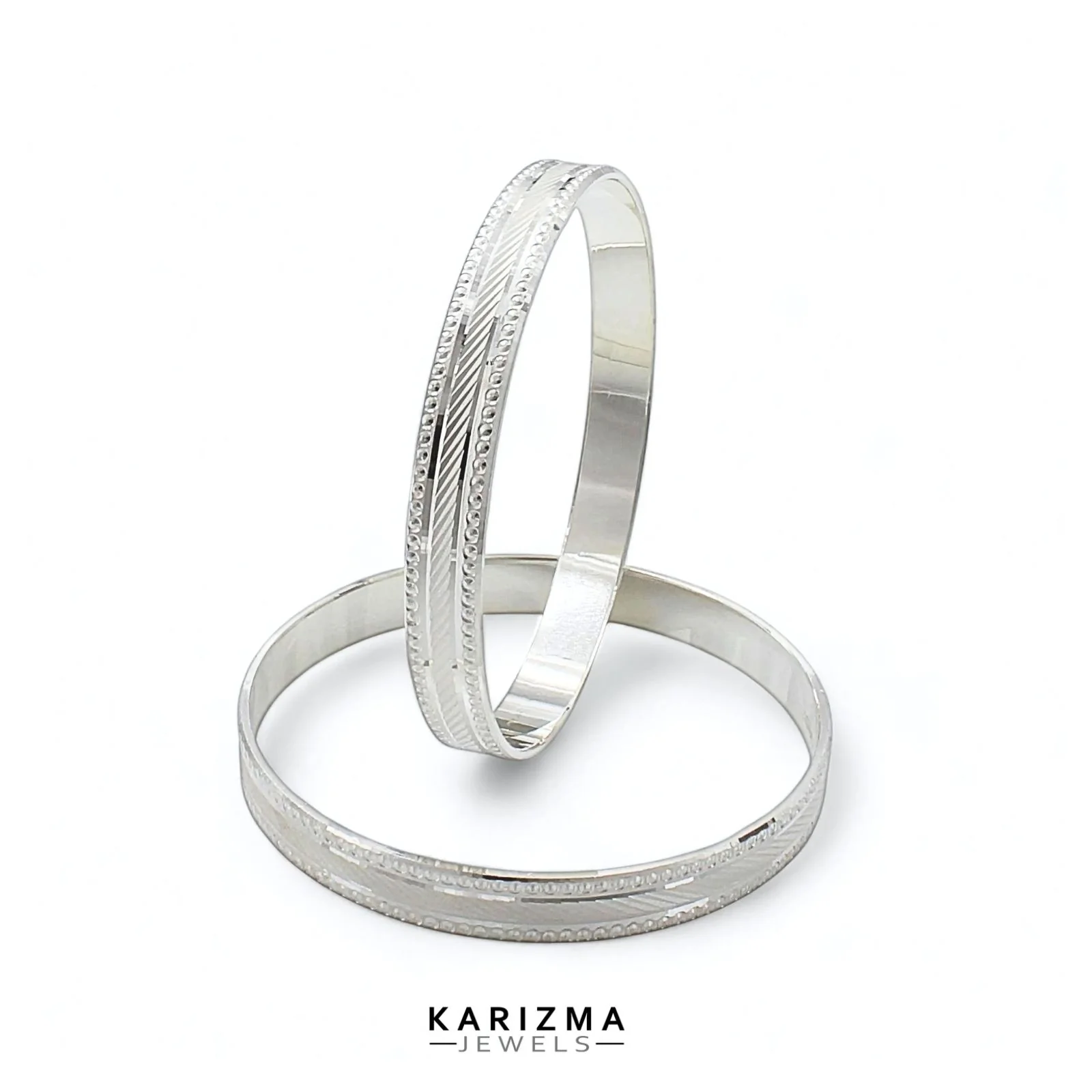 990 Real Sterling Silver Women stylish party wear Bangles Bracelet (Kangan) Pair - 6.2 CM - Image 4