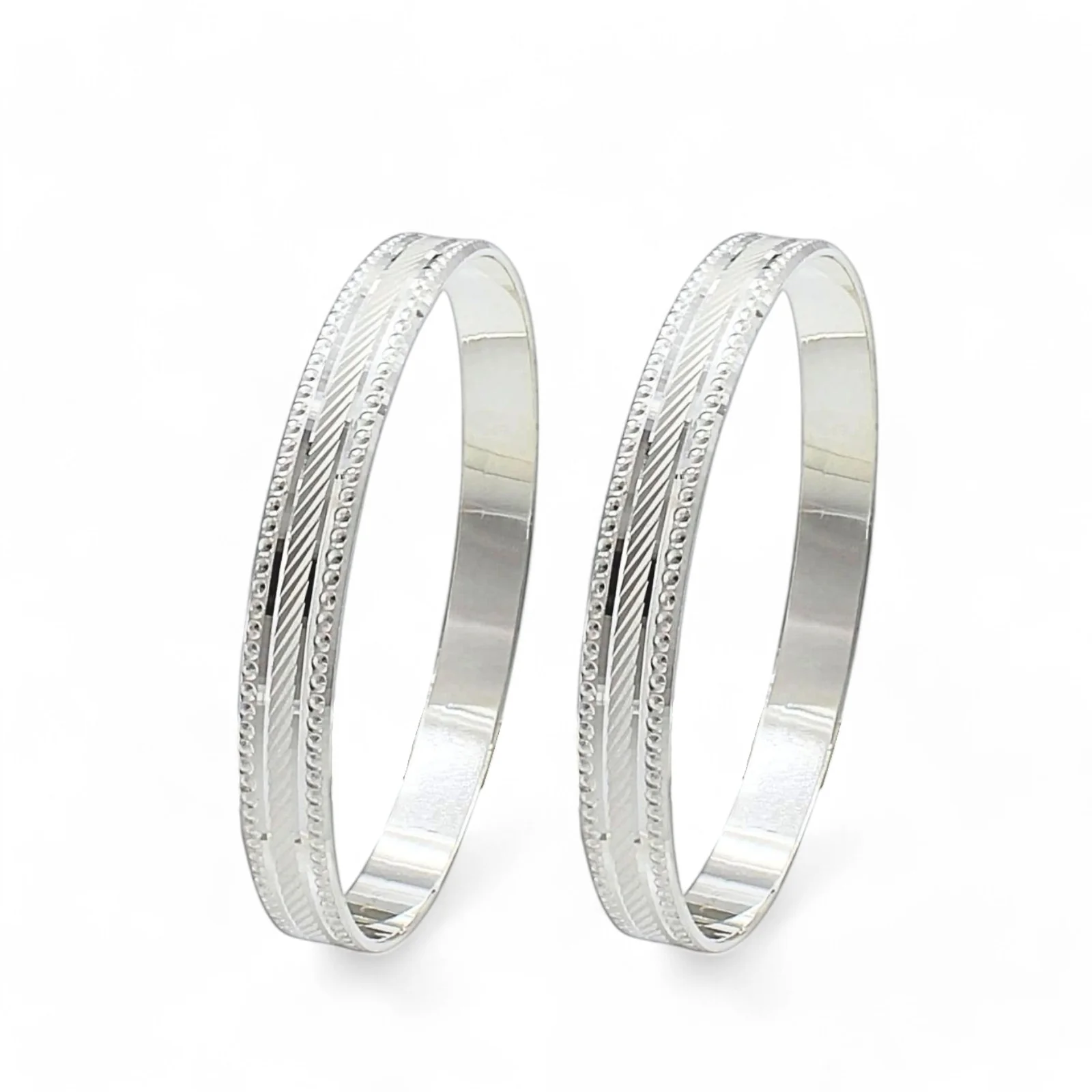990 Real Sterling Silver Women stylish party wear Bangles Bracelet (Kangan) Pair - 6.2 CM - Image 5