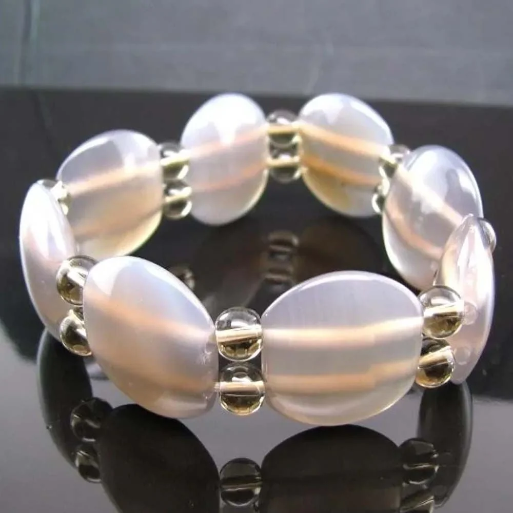 Agate Smoky Quartz Natural Gemstone Beads Bracelet – Elastic Stretchable Comfortable Fit - Image 3
