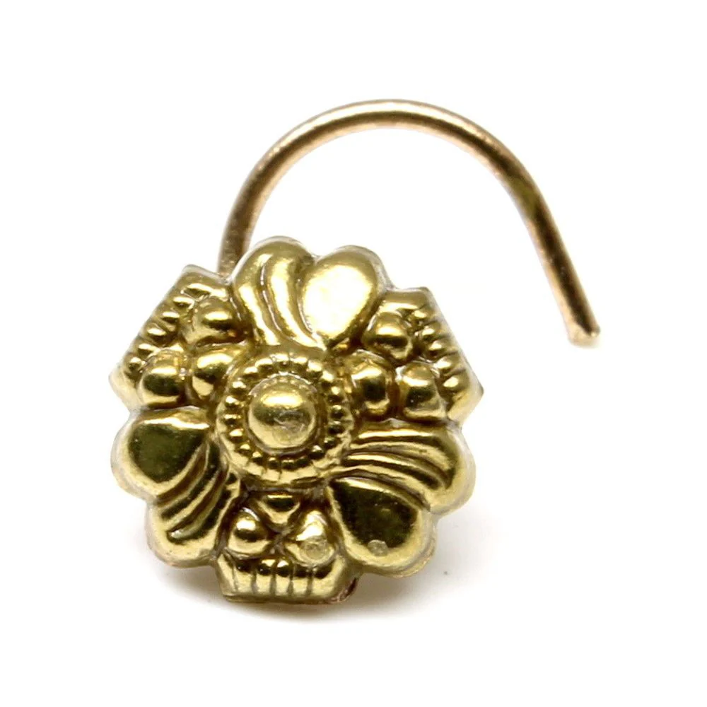 Antique gold finish L-bend nose stud - Image 2