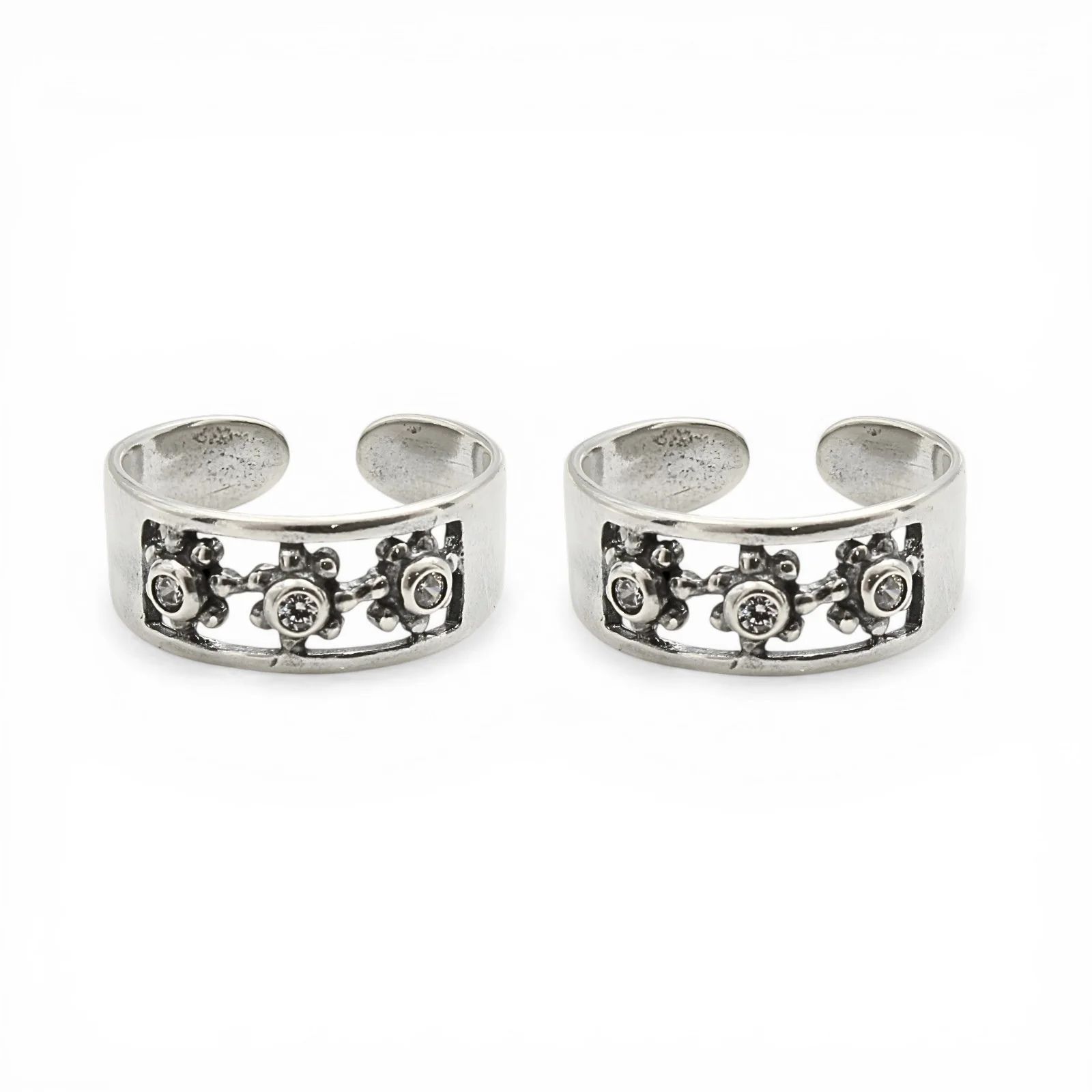 Antique Timeless 925 Real Silver Adjustable White CZ Toe Ring for Women - Image 3