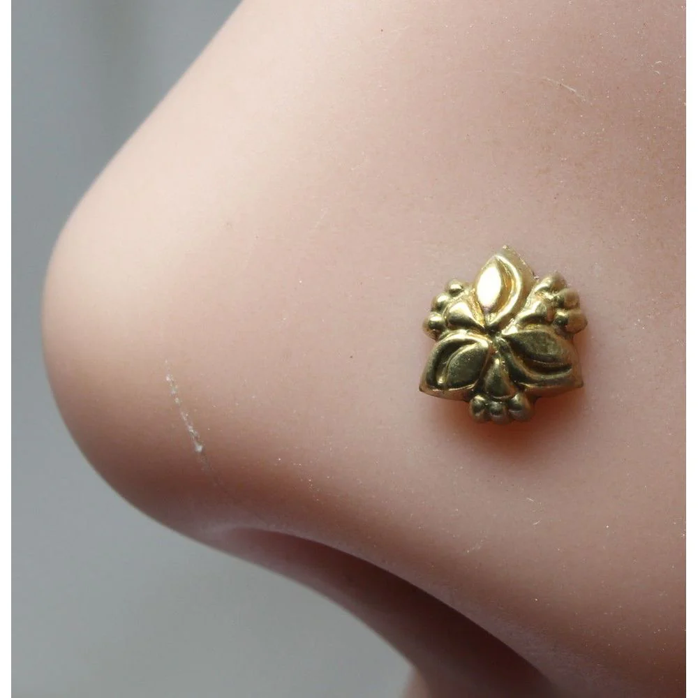 Antique tiny brass nose stud