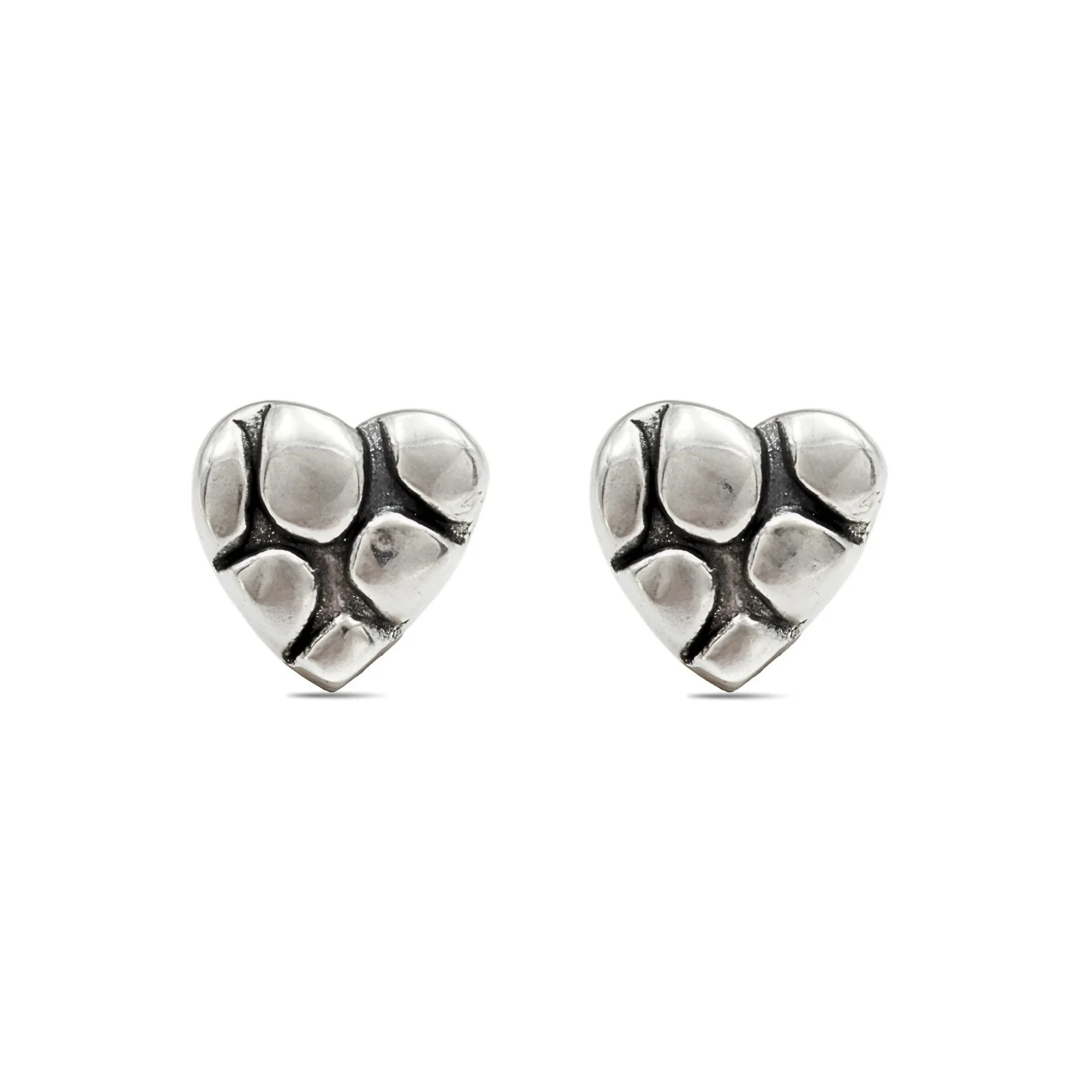Beautiful 925 Sterling Silver Oxidized Puffy Heart Stud Earrings - Image 3