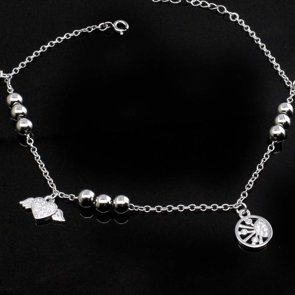 Beautiful Girls Gift 925 Sterling Silver Single Anklet Bracelet 8.8" - Image 3