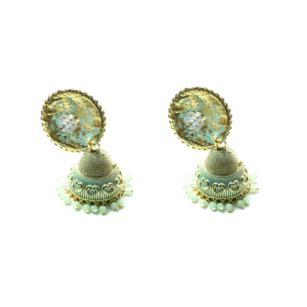 Beautiful Party Wear Classical Jhumka Gold Plated Dangle Earrings for women - Image 8