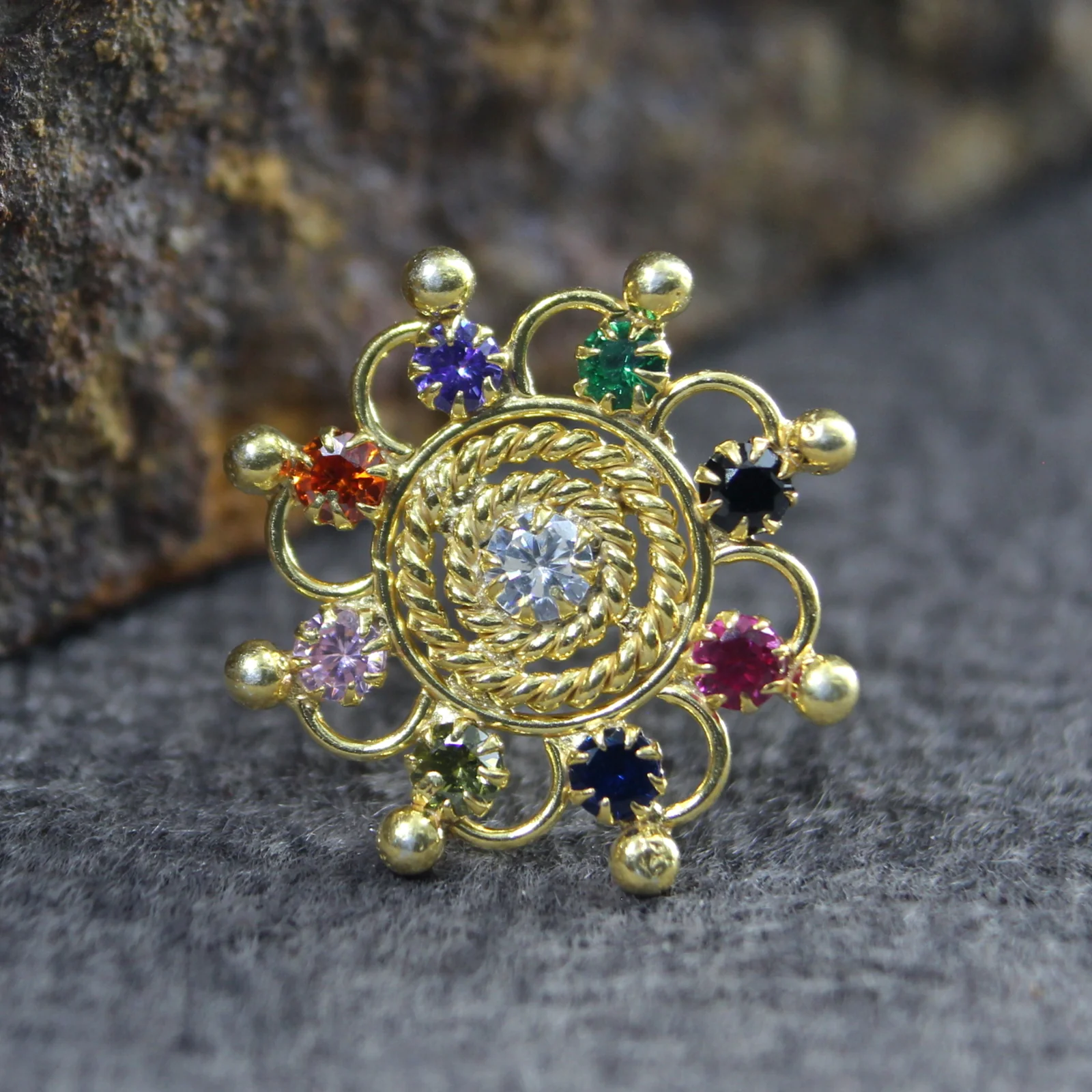 Statement Gold Plated Silver Nose Stud for Women