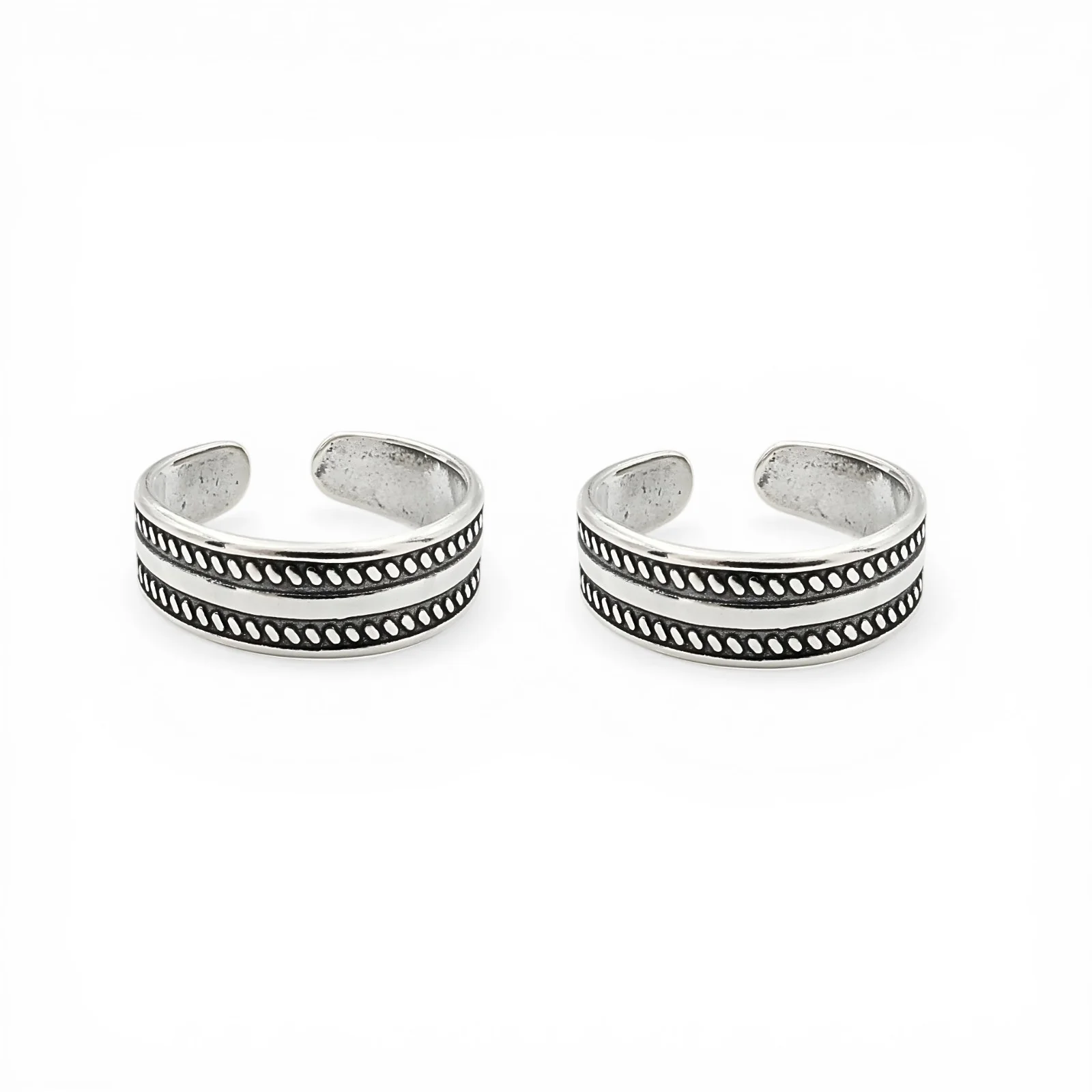 Boho wear 925 Real Sterling Silver women Oxidized Toe Ring - Pair - Image 3
