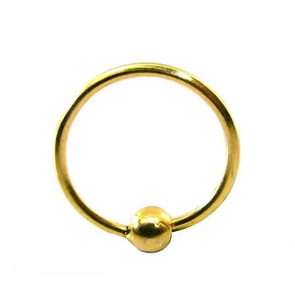 Classic Plain Wire Nose Hoop Ring 14k Solid Real Yellow Gold 22g