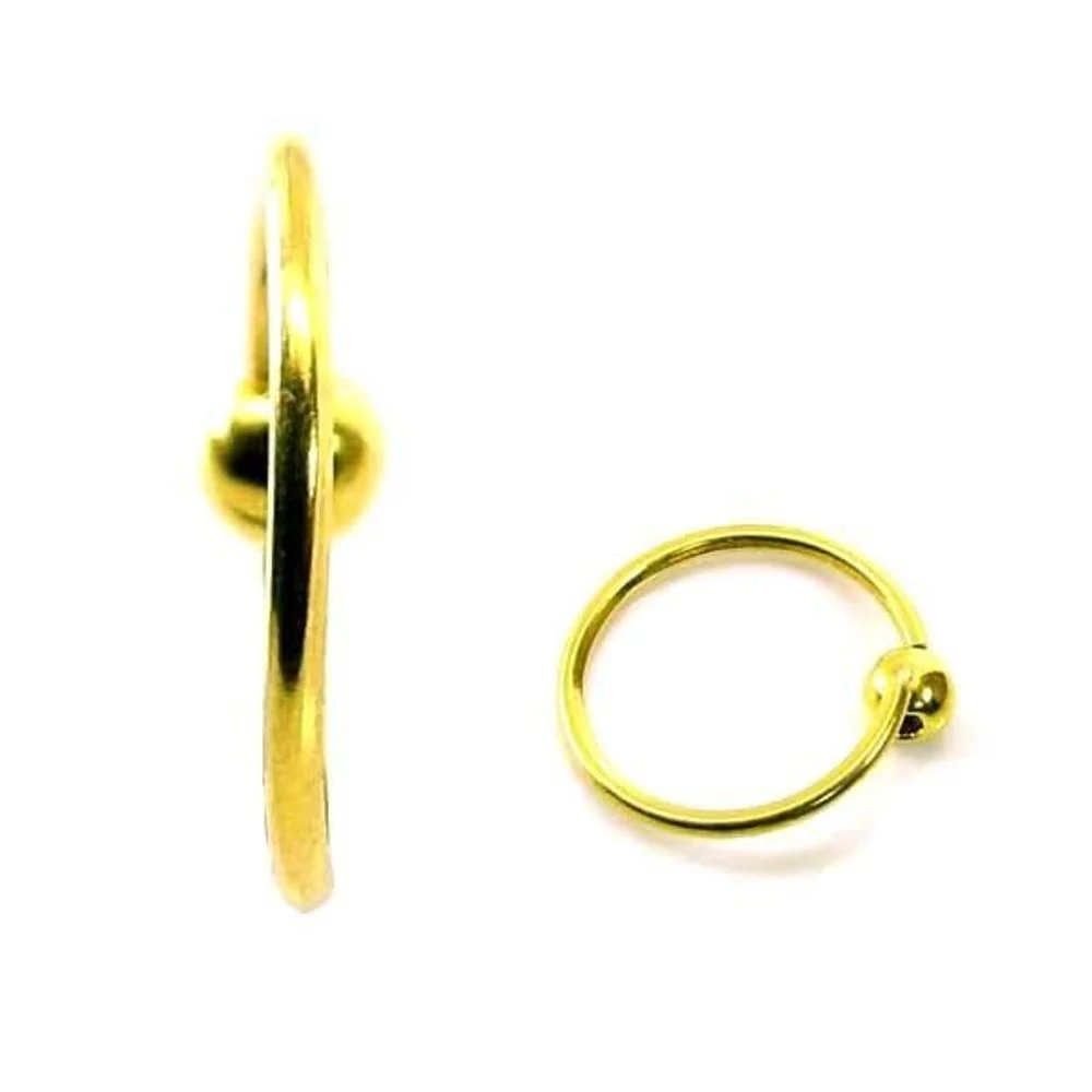 Classic Plain Wire Nose Hoop Ring 14k Solid Real Yellow Gold 22g - Image 2
