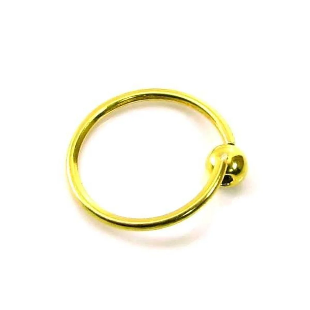 Classic Plain Wire Nose Hoop Ring 14k Solid Real Yellow Gold 22g - Image 3
