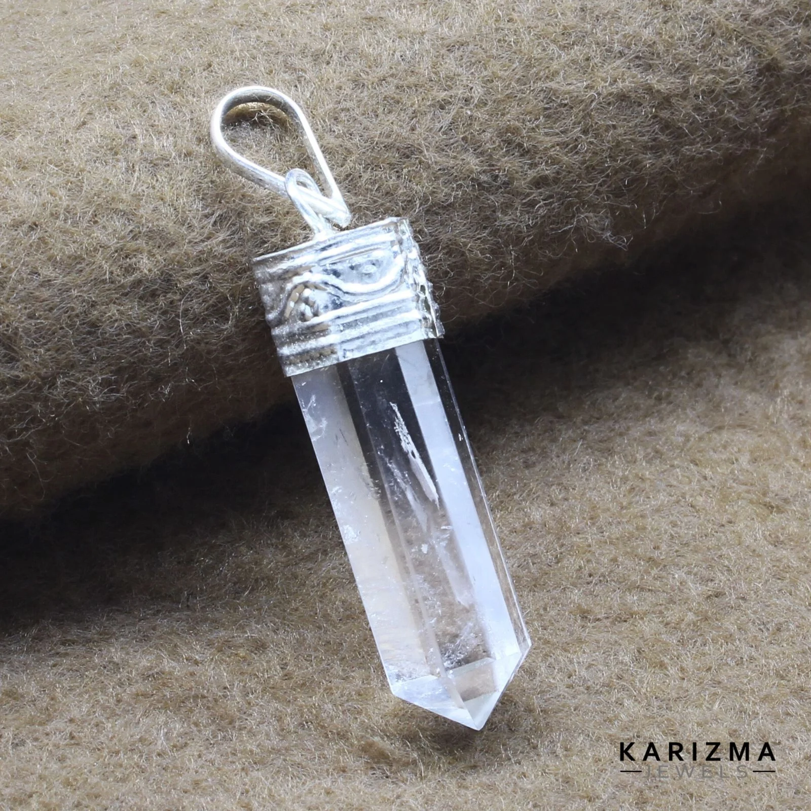 Clear Quartz Power Pencil Pendant 22.6Ct – Natural Healing Point Jewelry