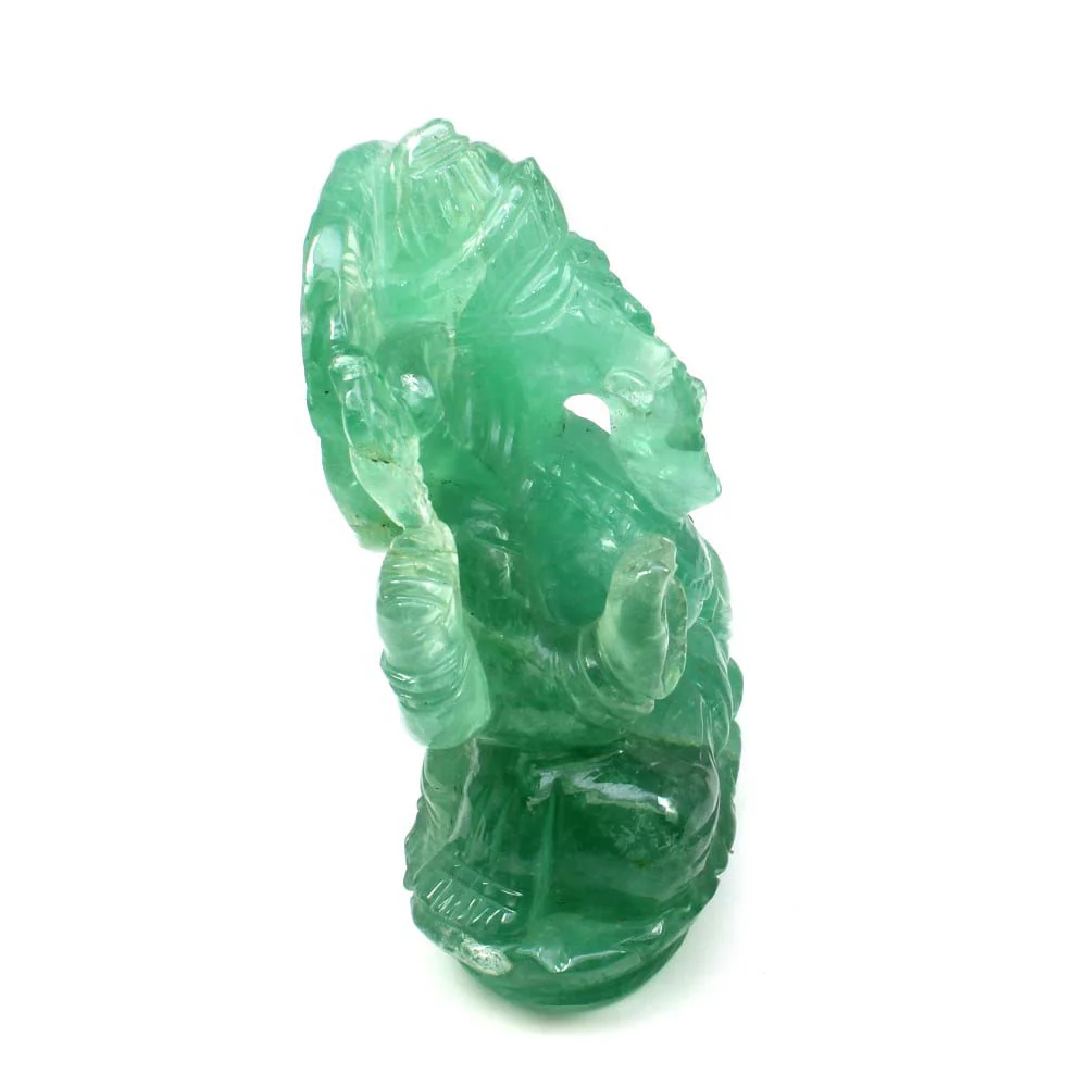 Collector's 1480Ct Green Fluorite Lord Ganesha – Hand-Carved Gemstone - Image 3