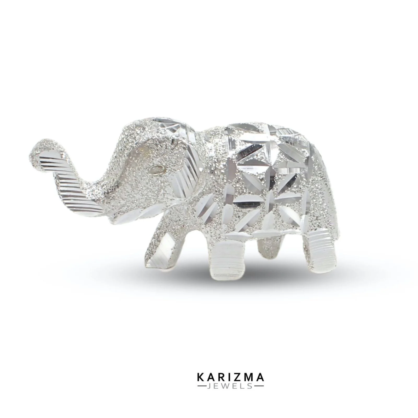 Solid Pure Silver Elephant with trunk upward - Image 2