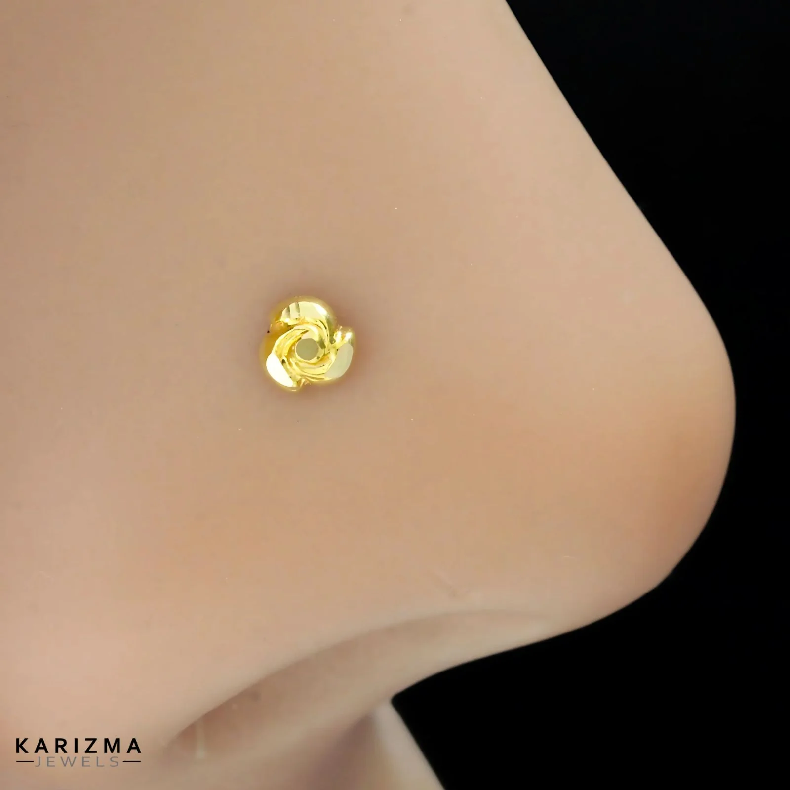 Cute Tiny 18k Real Gold Indian Women Nose Stud Push Pin - Image 2