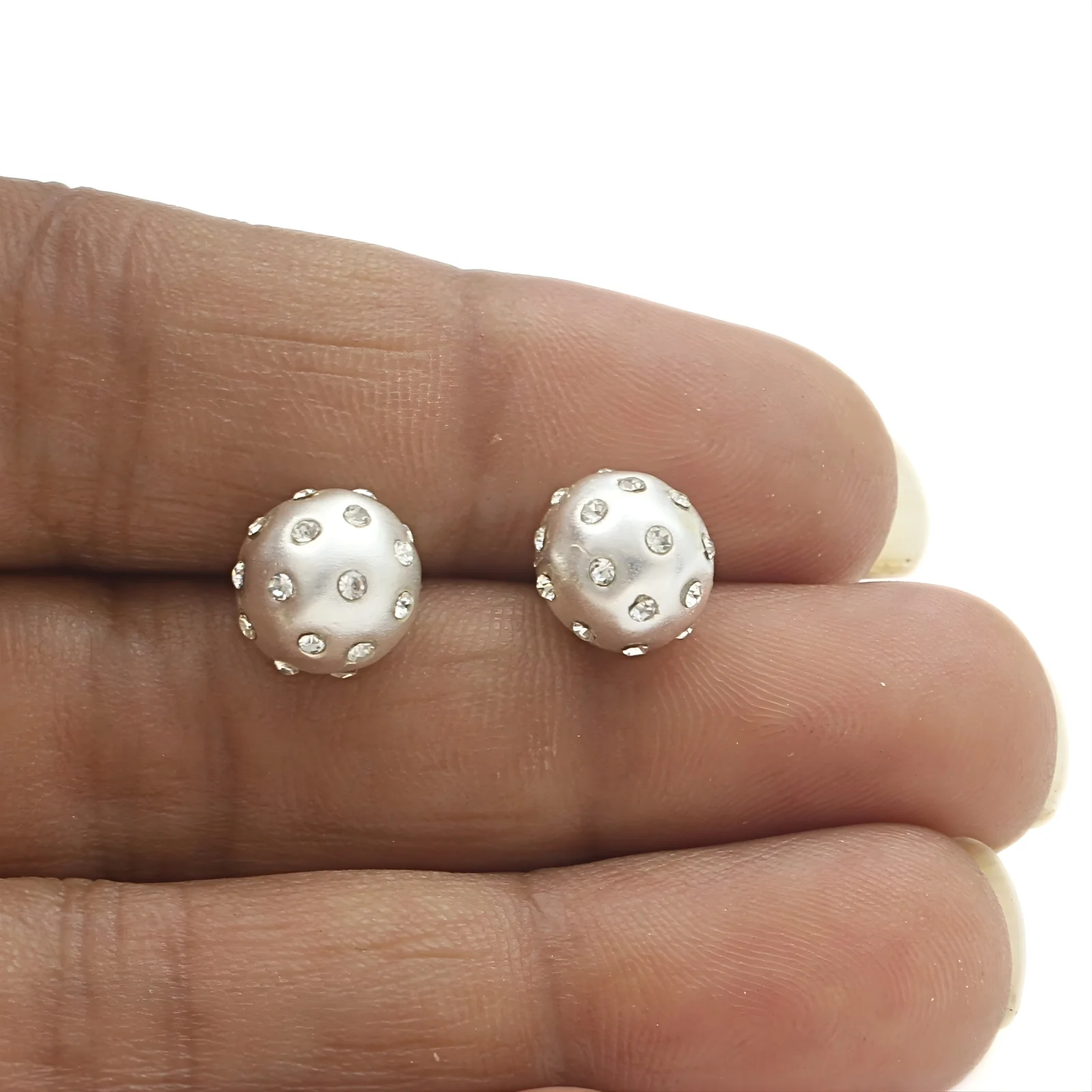 Daily wear 925 Sterling Silver White CZ Small Ball Stud Earrings - Image 5