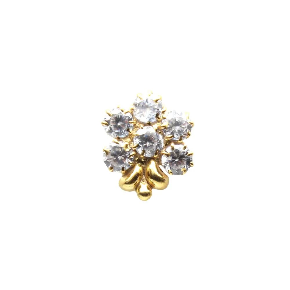 Dainty Flower Nose Stud (Gold Plated, Pierced) - Image 2