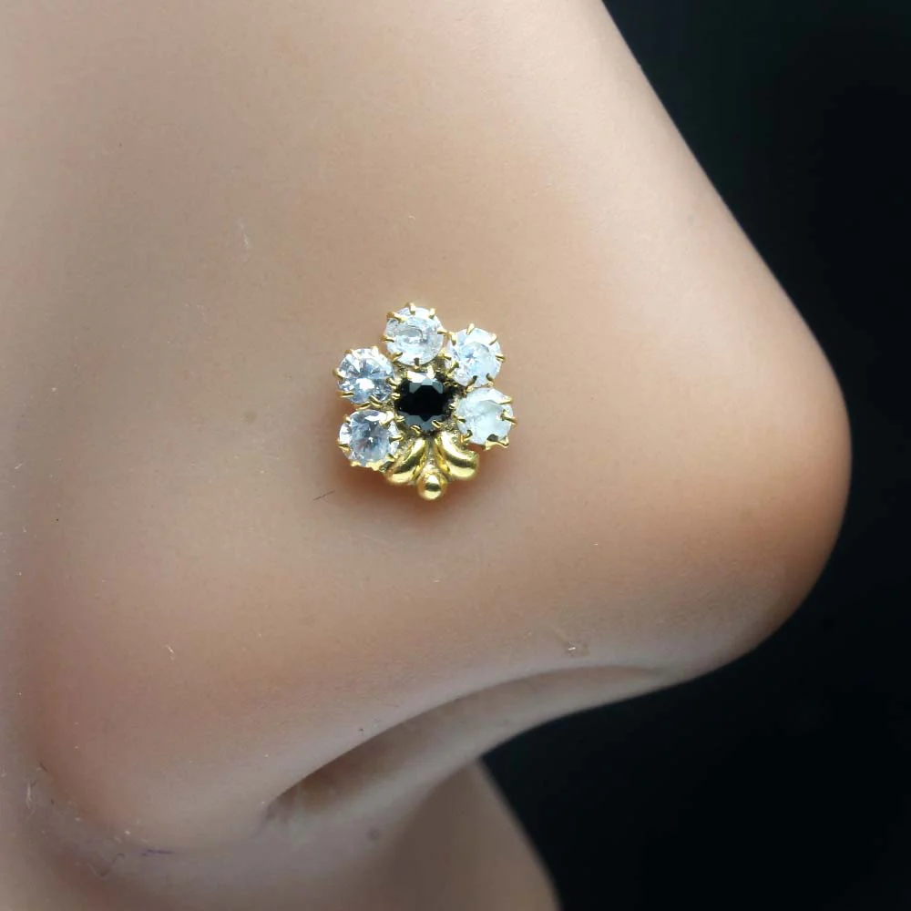 Dainty Flower Nose Stud (Gold Plated, Pierced) - Image 7