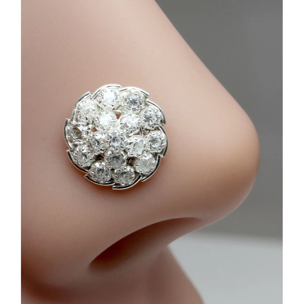 Daisy Cluster Silver women Nose Piercing - Image 2