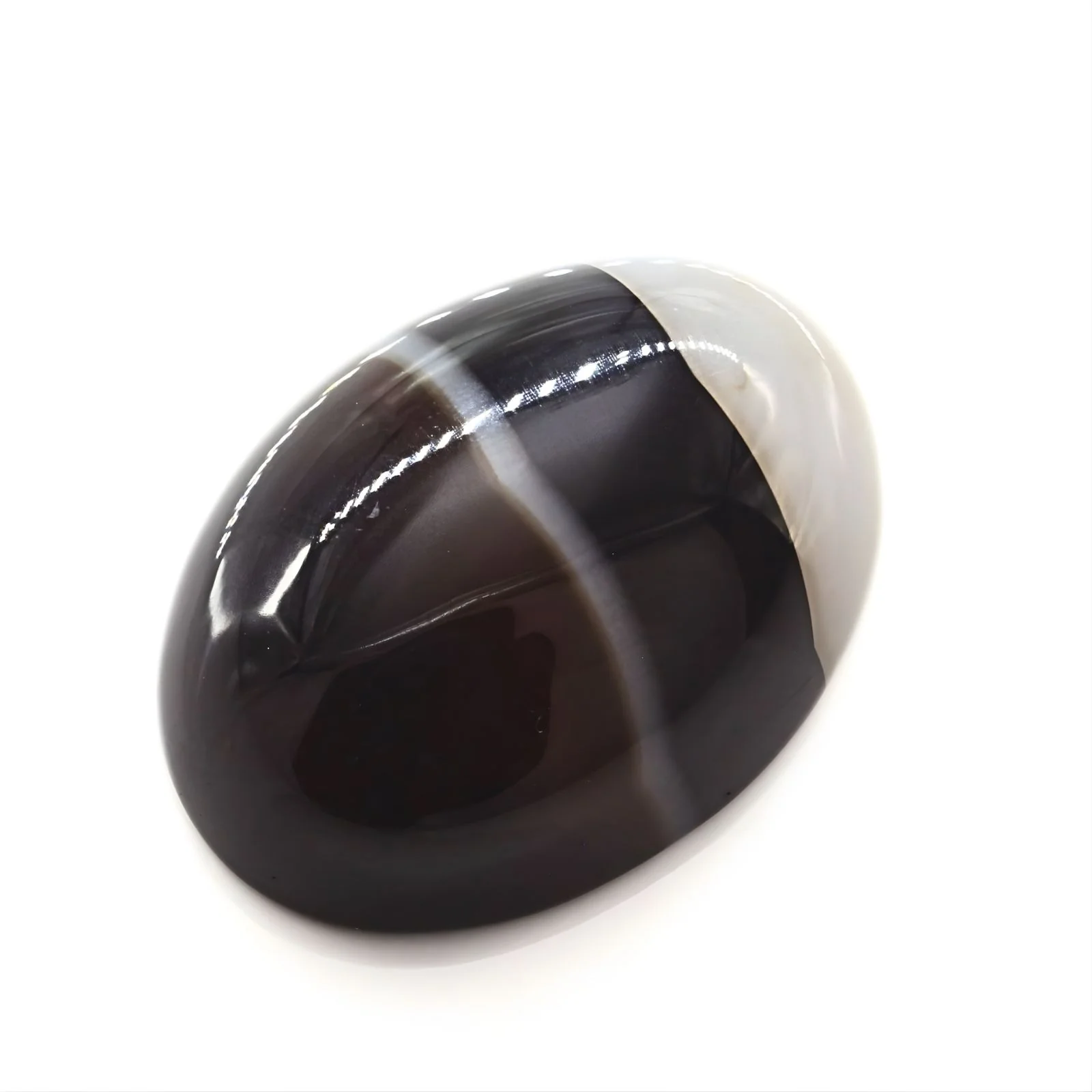 Earth Mined Natural Black and Grey Sulemani Hakik Oval Gemstone - 11.8 Carat - Image 2