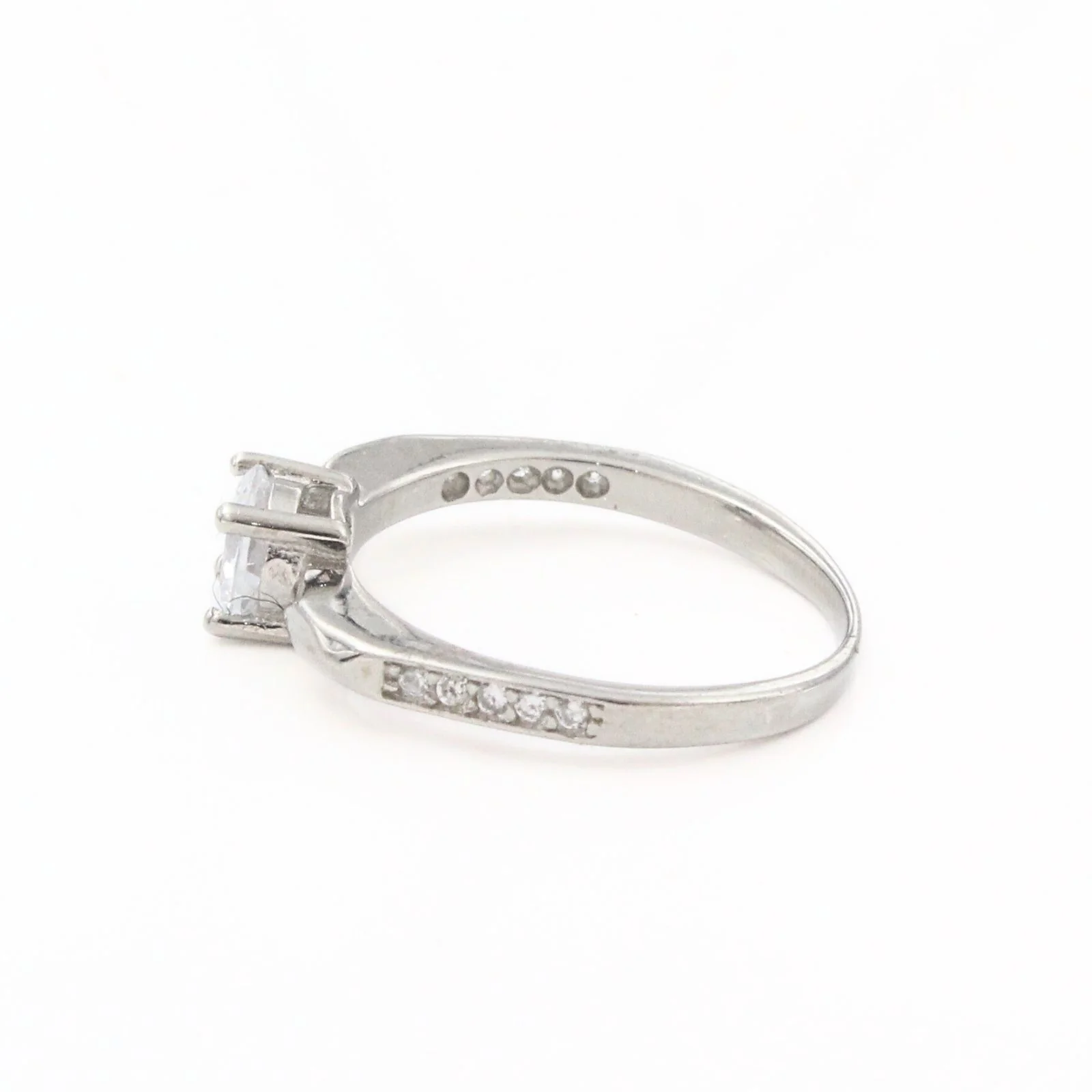 Elegant 925 Real Silver White CZ Platinum Finish Solitaire Ring - Image 4