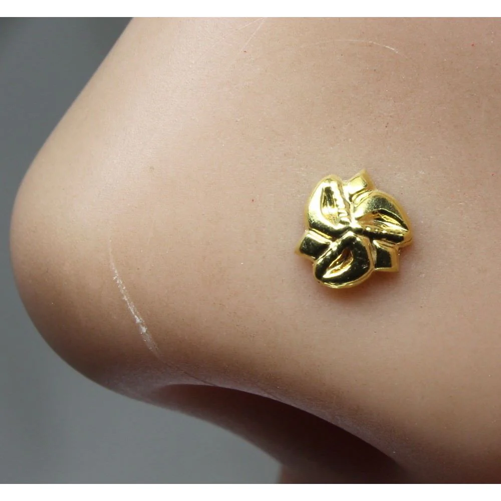Embossed gold plated nose pins