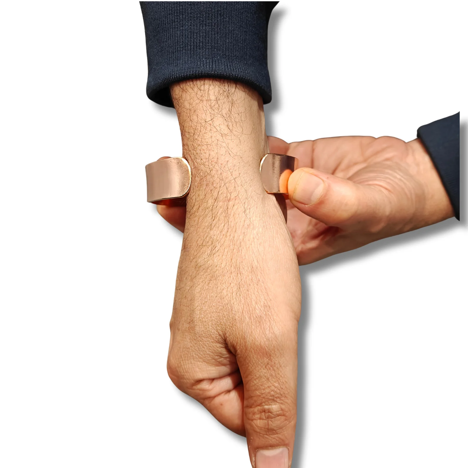 Engraved wide open cuff men's copper bracelet - Image 3