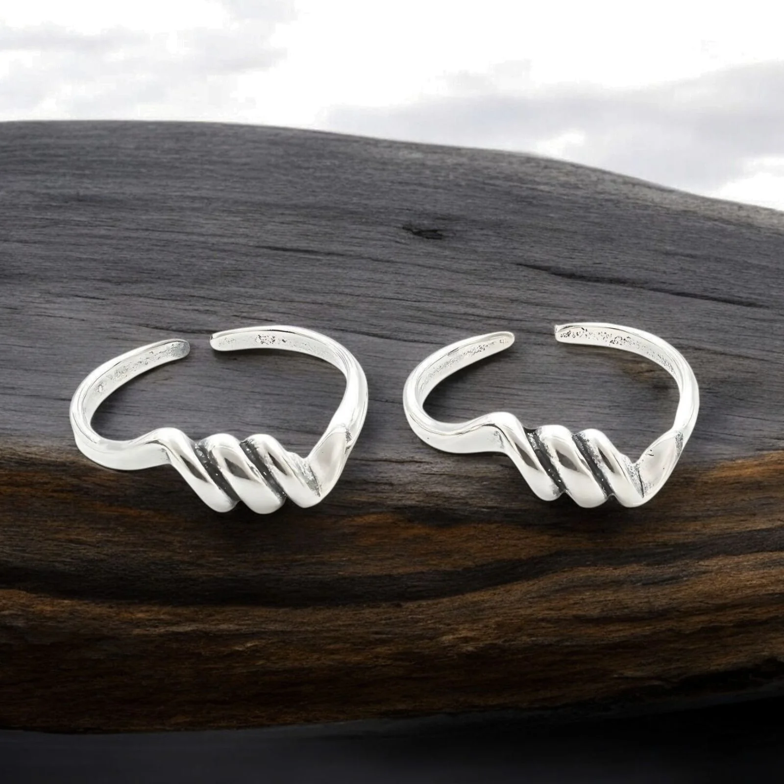 Ethnic 925 Real Sterling Silver women Oxidized Toe Ring - Pair
