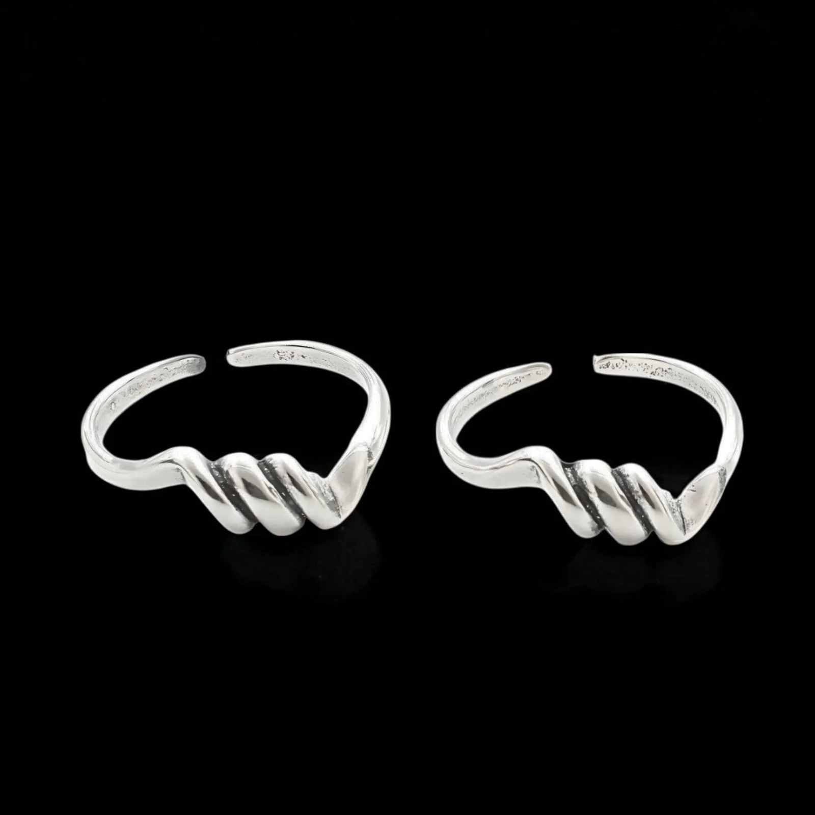 Ethnic 925 Real Sterling Silver women Oxidized Toe Ring - Pair - Image 3