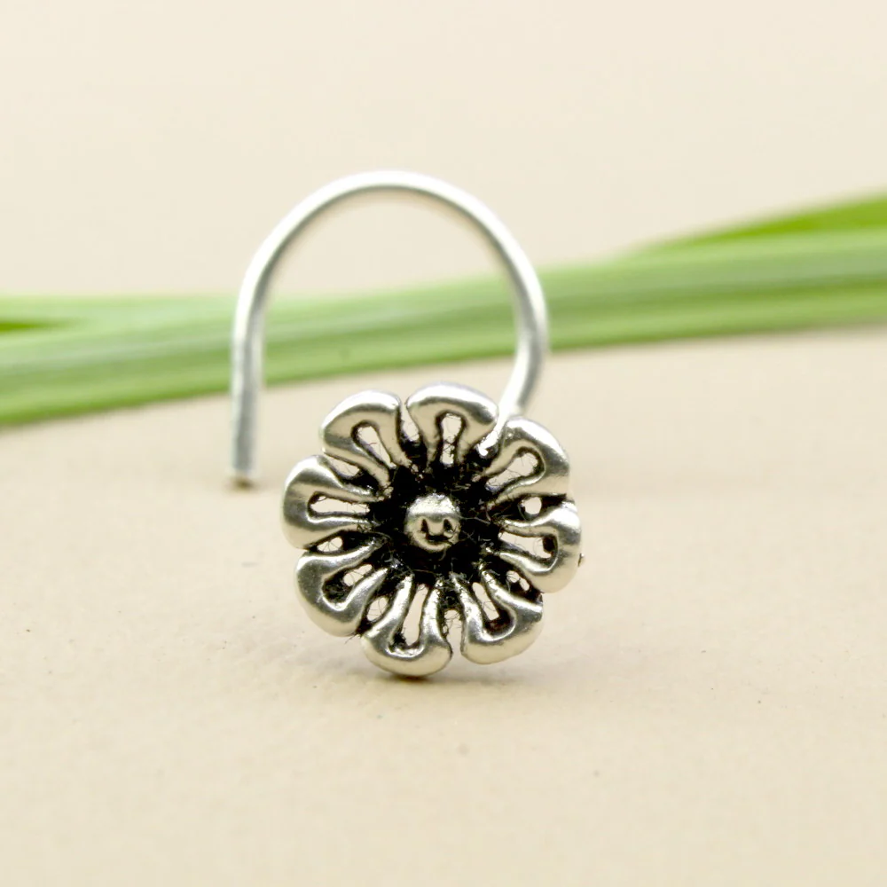 Sterling Silver Oxidized Boho Nose Pin