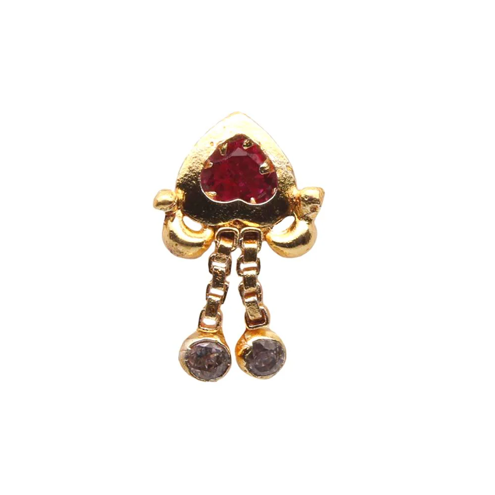 Ethnic Gold Plated dangle nose pin - Image 2