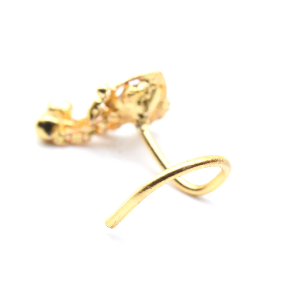 Ethnic Gold Plated dangle nose pin - Image 3