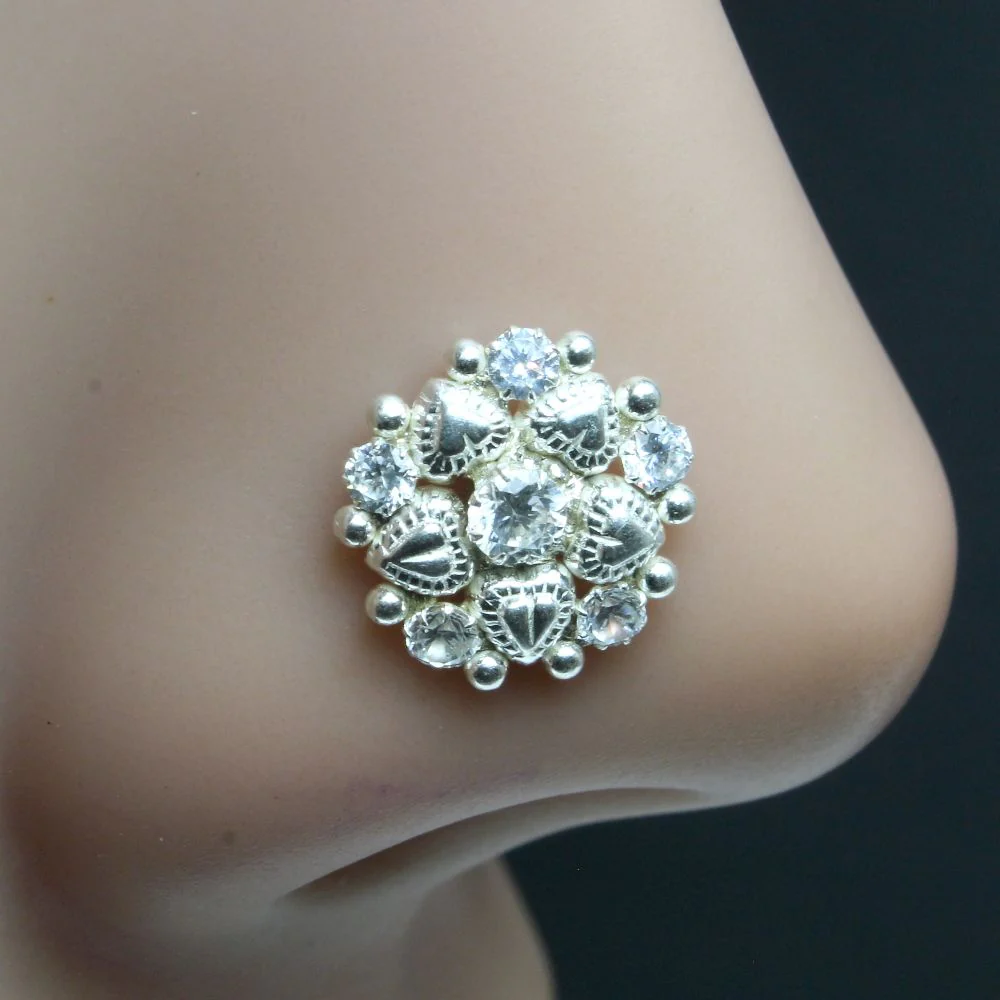 Ethnic Sterling Silver cluster Nose pin - Image 2