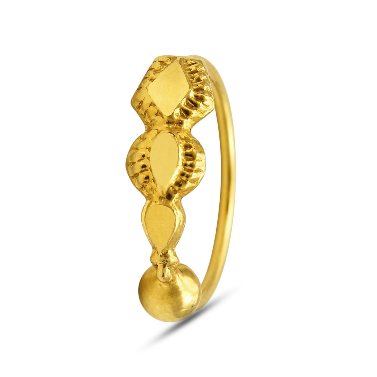 Ethnic Vertical 14K Real Solid Gold Indian Nath Nose Hoop Ring for women - Image 3