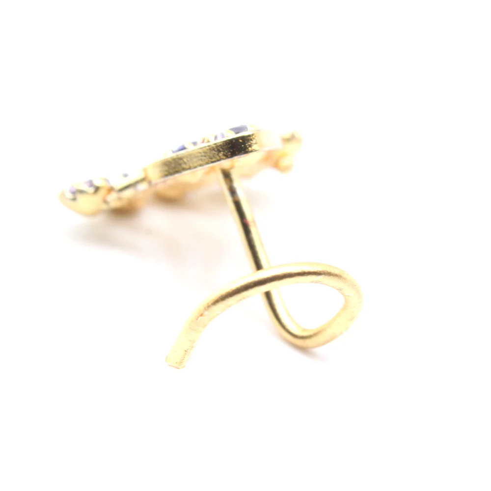 Fan-shaped Gold Plated CZ nose pin - Image 3