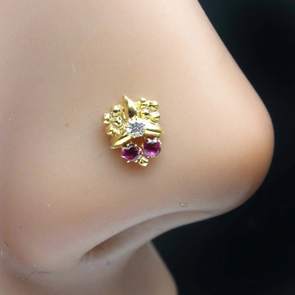 Fancy Vertical white CZ Nose Pin - Image 4