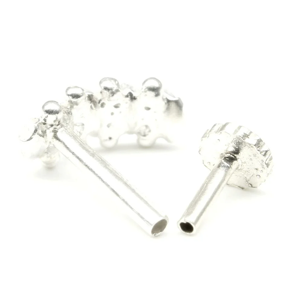 Five stone Silver Vertical Nose Pin - Image 2