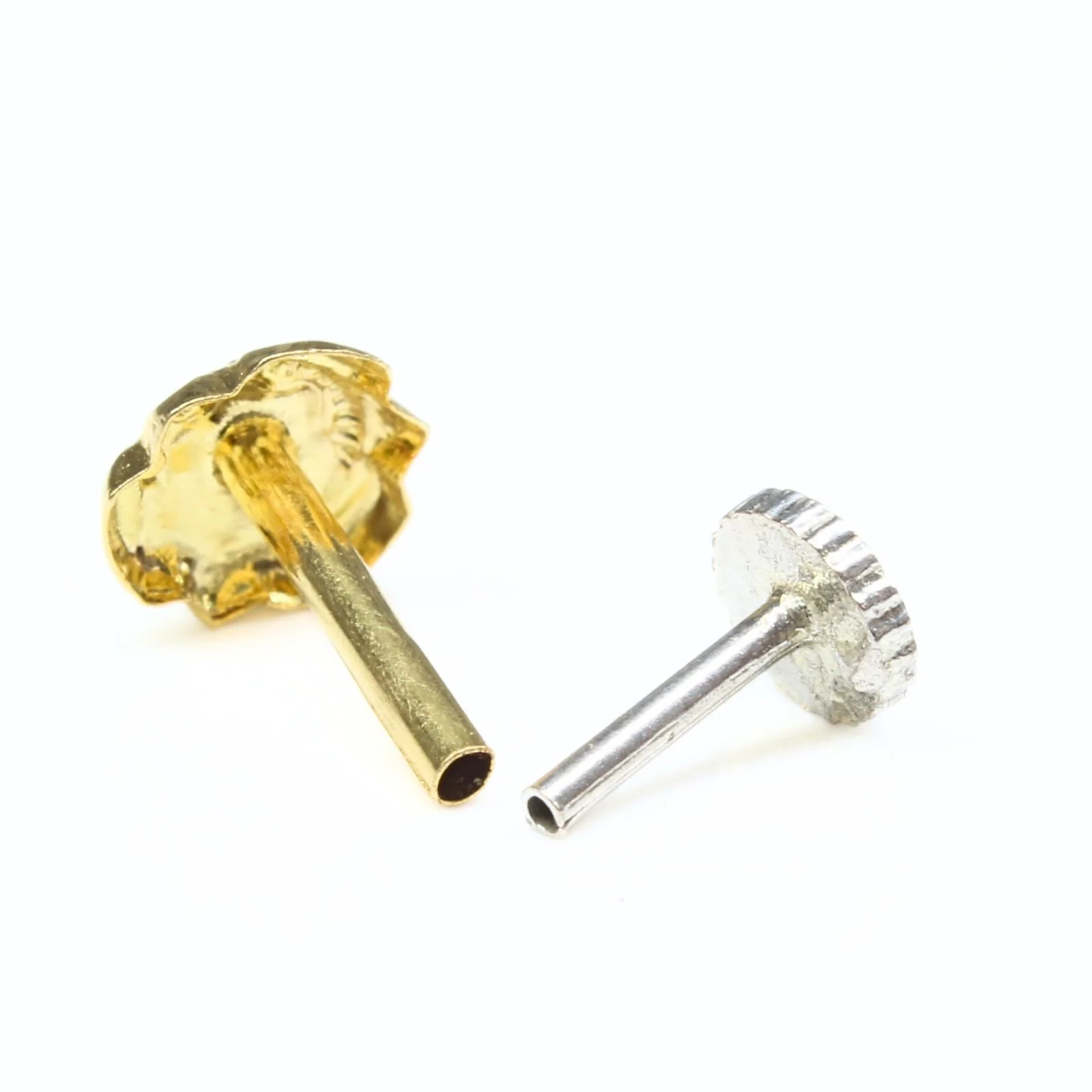 Floral 18K Real Gold women Nose stud nose ring Push Pin - Image 3