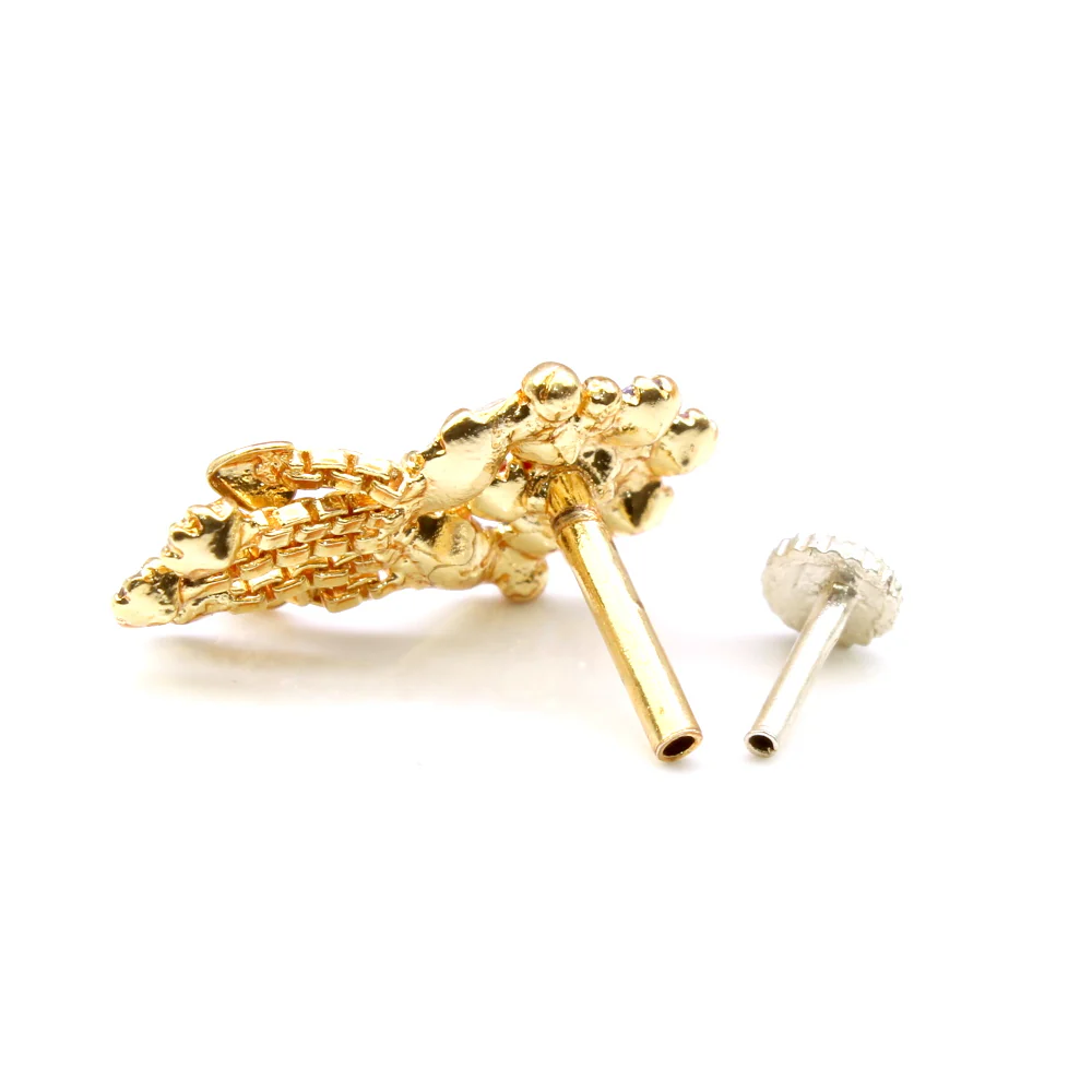 Floral bouquet design hanging nose pin - Image 3