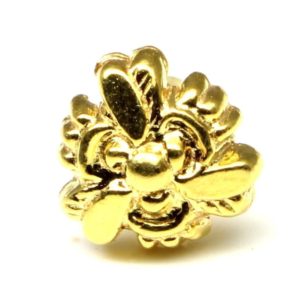 Floral gold plated bee nose stud - Image 2