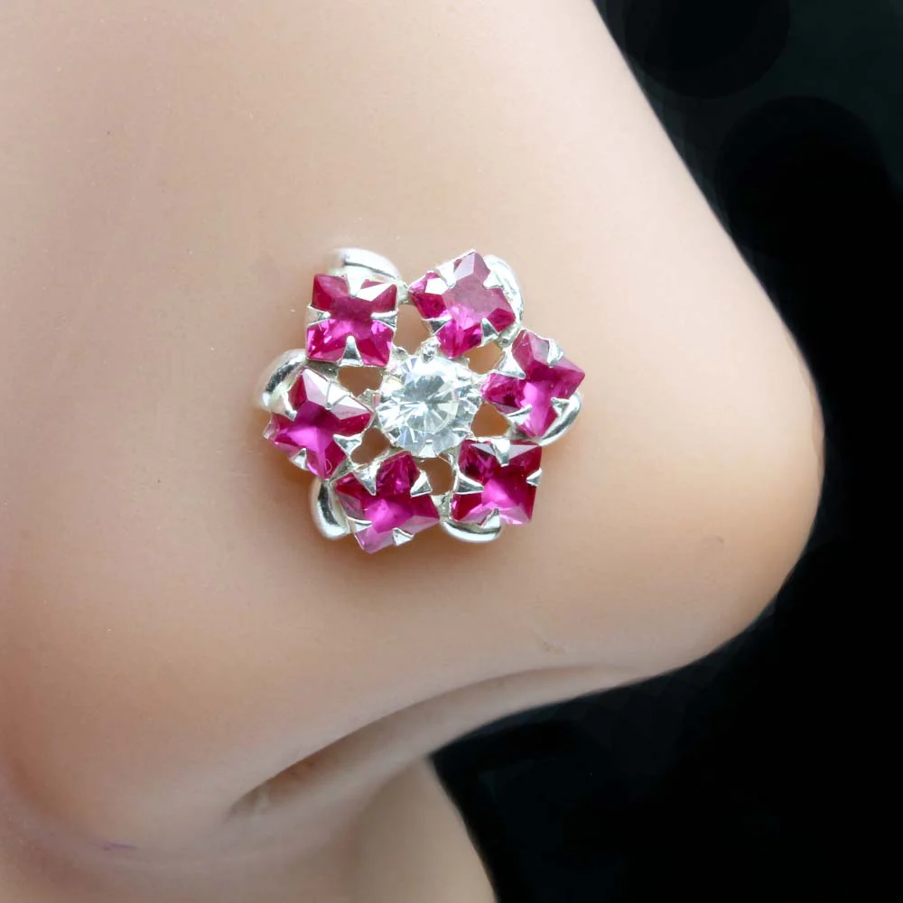 Marigold Floral Silver Piercing for Nose