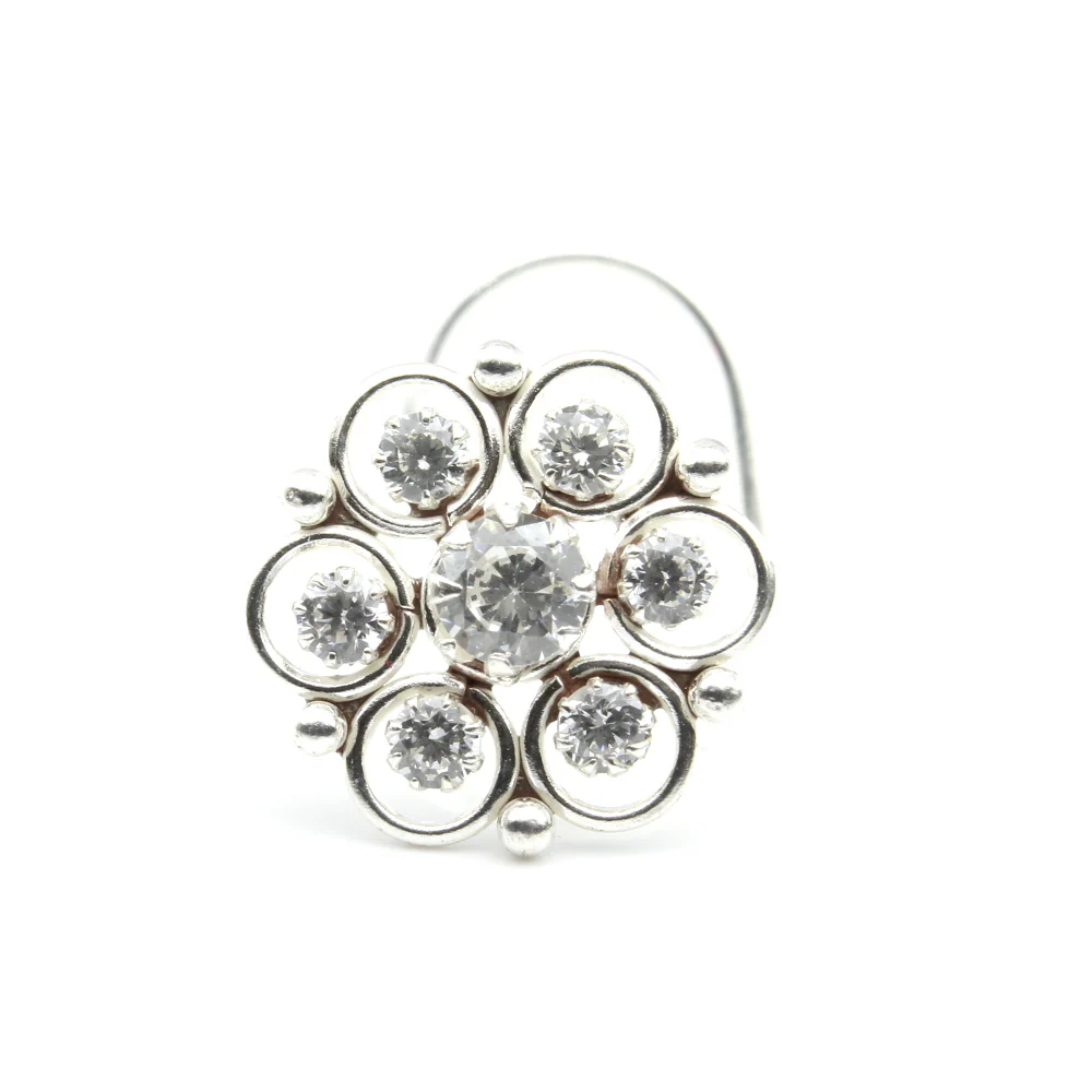 Flower Design Vine Twist  Silver Nose Piercing - Image 2